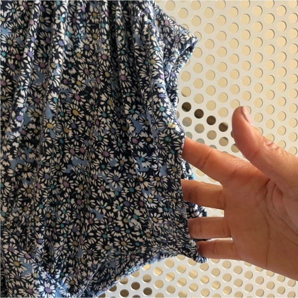 Topshop Floral Vee Neck Mini Dress Size Medium Blue with Tie at Back - Picture 3 of 6